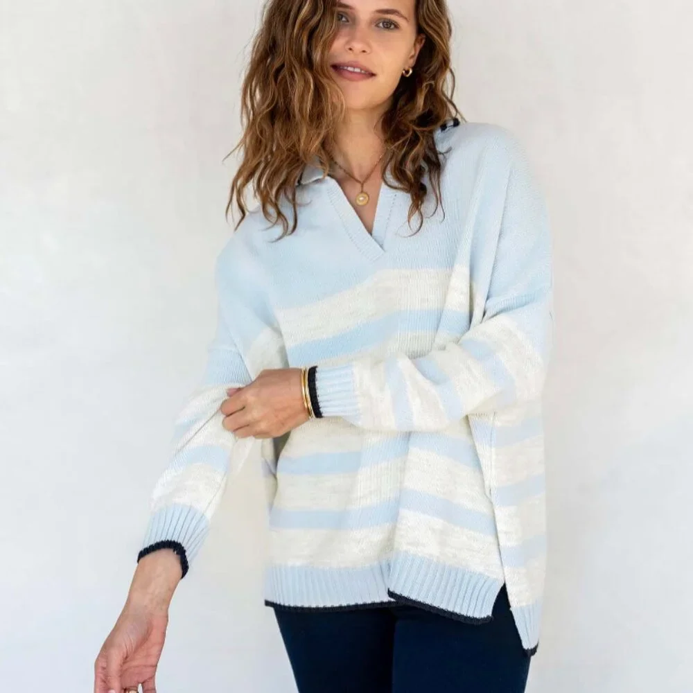 MerSea - Marina Polo Sweater - Sky/Sea Salt/Navy - Picture 4 of 6